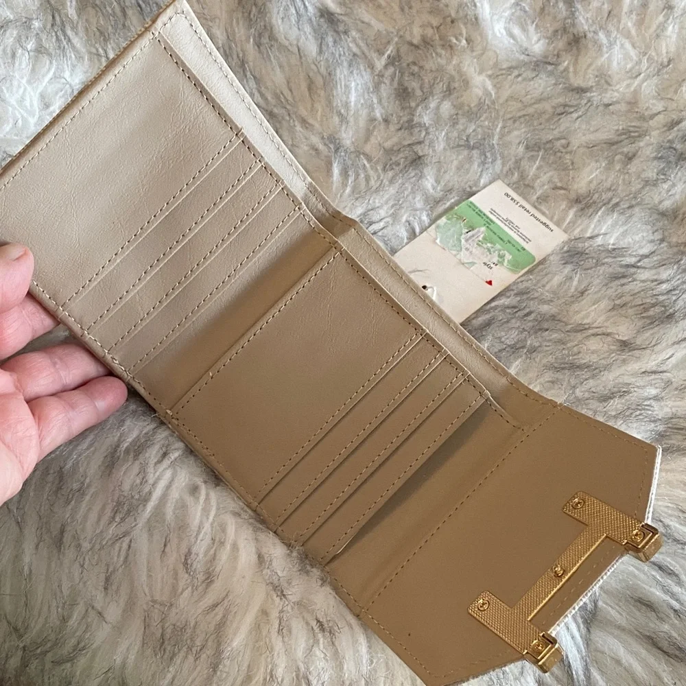 Halston Heritage Textured Cream Wallet with Gold Accent